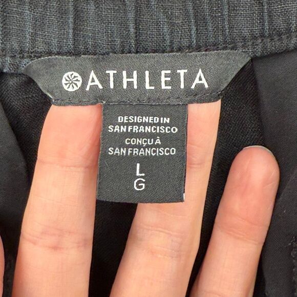 Athleta Retreat Linen High Rise Wide Leg Pants Black Women Large 851038 - Picture 7 of 13